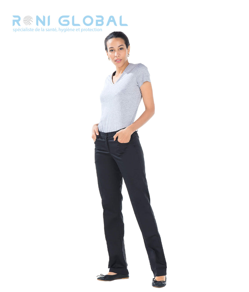 Pantalon de travail femme en coton et polyester avec ceinture élastique et 4 poches - SEYCHELLES REMI CONFECTION