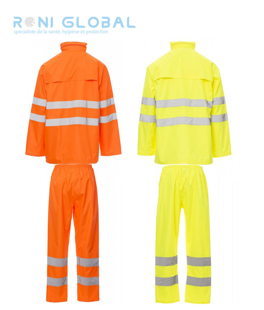 Ensemble de travail homme haute visibilité anti-pluie en polyester coupe droite CLASS 3 - HI-VI RAINSET PAYPER