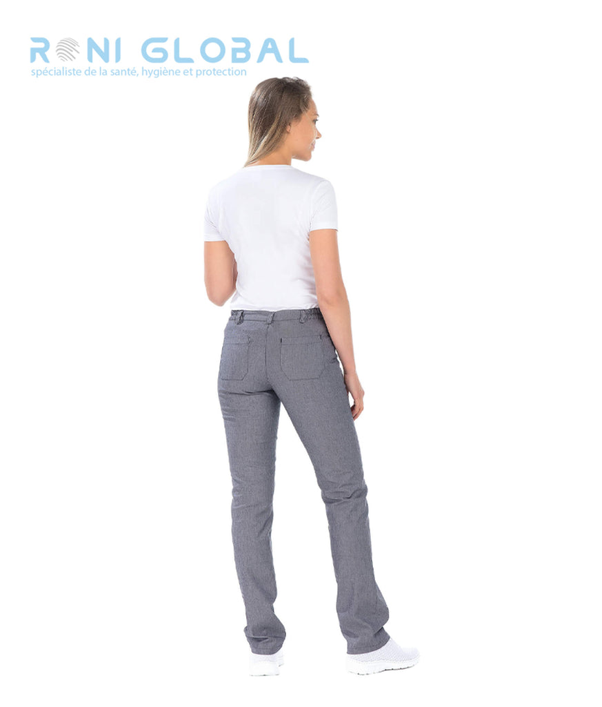 Pantalon de travail femme en coton et polyester avec ceinture élastique et 4 poches - SEYCHELLES REMI CONFECTION