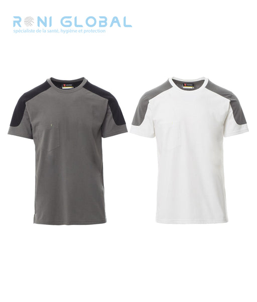 T-shirt de travail homme manches courtes, bicolore, coupe droite en coton et polyester 1 poche - CORPORATE PAYPER