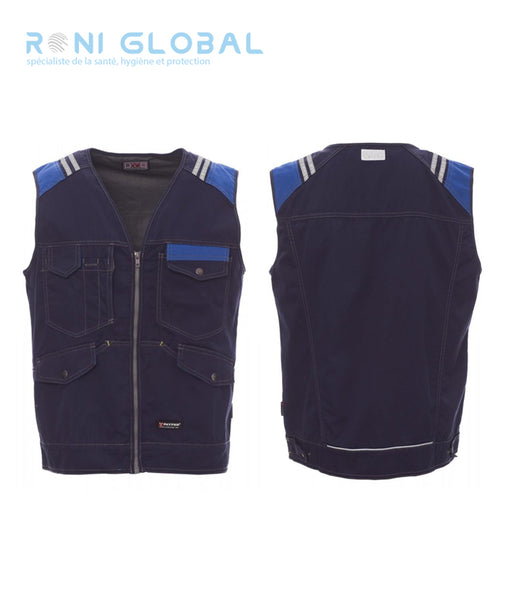 Gilet de travail jean homme coupe droite en coton, doublure en Drytech et 5 poches - TUCSON PAYPER