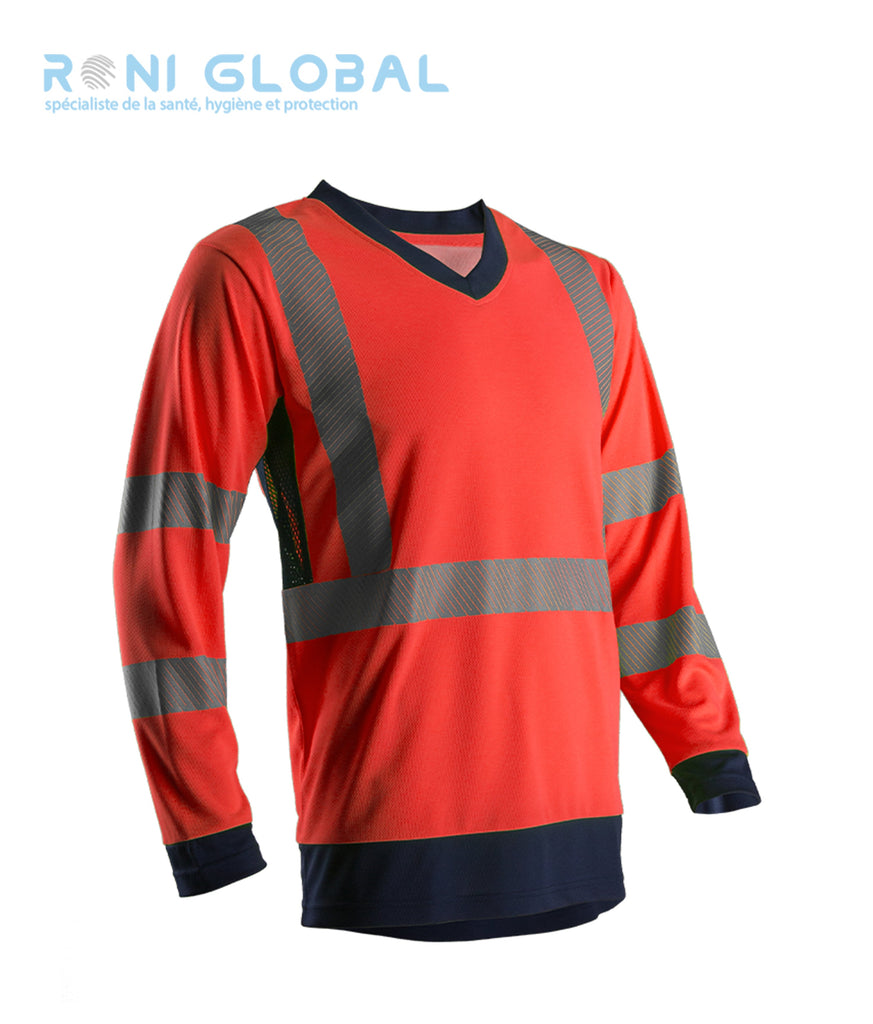 T-shirt de sécurité haute visibilité manches longues, anti-UV UPF 50+ en polyester CLASS 3 - SUNO COVERGUARD