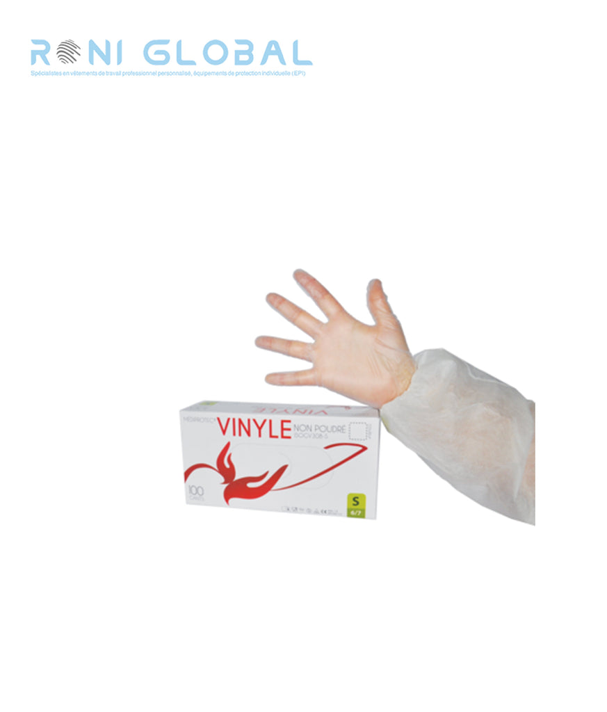 Gant en chlorure de polyvinyle transparent, jetable, non poudré (carton de 1000 pièces) - PROMOSAC