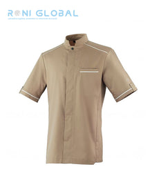 Veste de cuisine biscuit unisexe manches courtes en polyester/coton - CARAMELI ROBUR