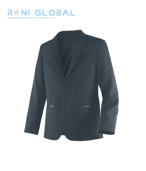 Veste de service noire homme, doublée, couple slim fit en polyester avec avec col tailleur et 3 poches - AUSTRALE ROBUR