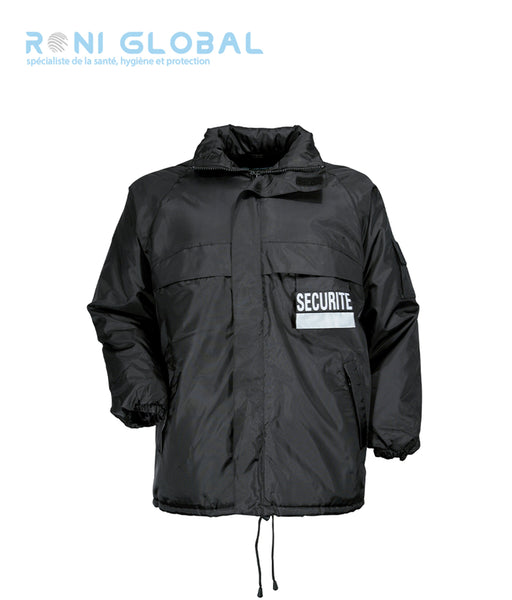 Veste de sécurité noire coupe-vent et imperméable, polaire, fourrée en polyester 11 poches - COUPE-VENT POLAIRE SECURITE CITYGUARD