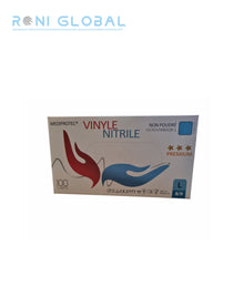 Gant en vinyle nitrile bleu jetable, imperméable, antiacide TYPE B et anti-bactérie non poudré (carton de 1000 pièces) - PROMOSAC