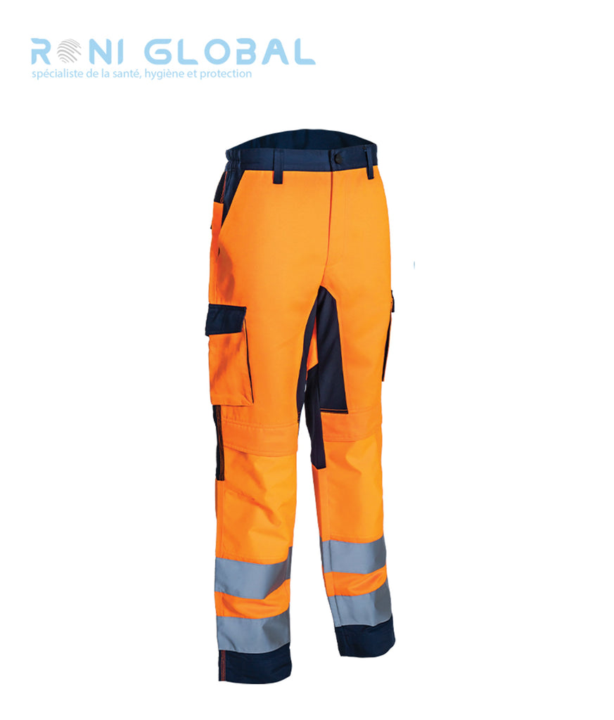 Pantalon de sécurité haute visibilité et protection genoux en coton/polyester 6 poches CLASS 2 - TYPE 2 - HIBANA COVERGUARD