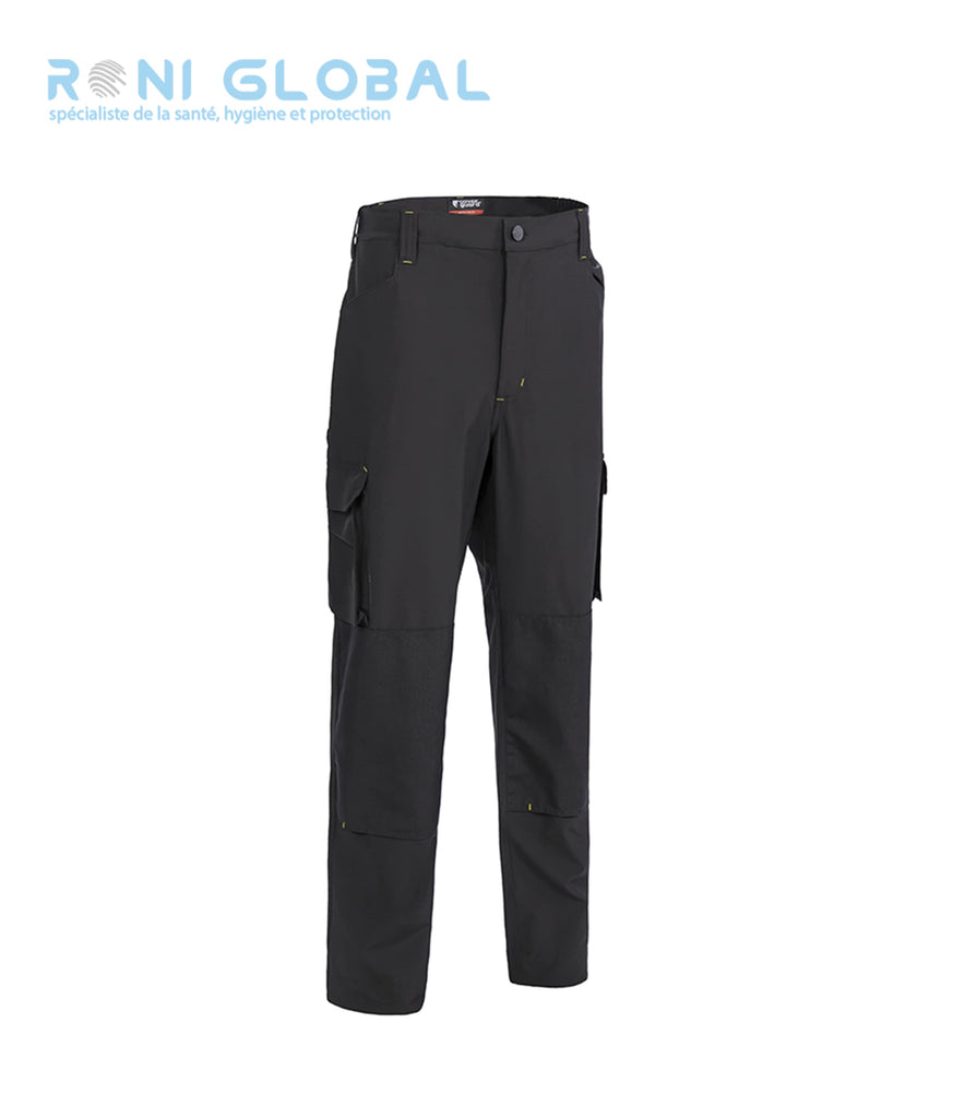 Pantalon de travail avec protection genoux en polyester/élasthanne stretch 7 poches - TENERIO COVERGUARD