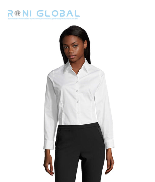 Chemise de travail femme stretch manches longues - EDEN SOLO