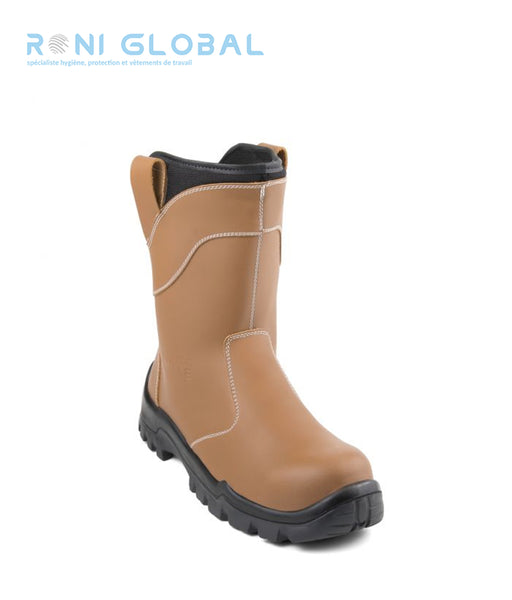 Botte de sécurité homme antidérapant et anti-froid, en cuir avec embout de sécurité et sans métal S3 CI SRC - RANGEBOOT GASTON MILLE