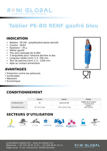 Tablier PE-BD RENF gaufré bleu (500 pièces)