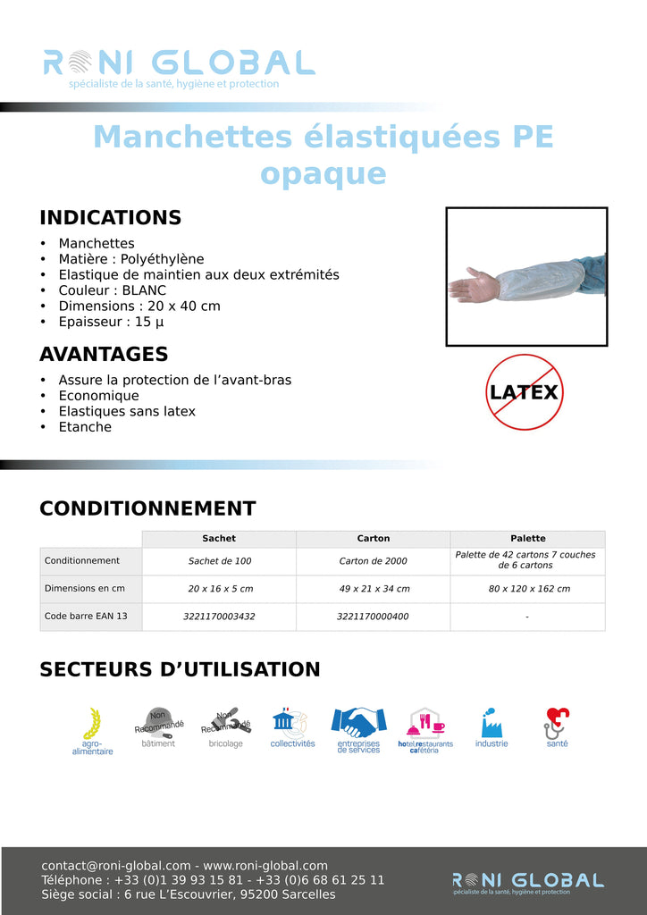 Manchettes élastiquées PE (2000 pièces)