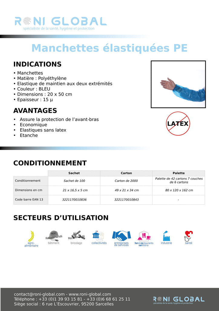 Manchettes élastiquées PE (2000 pièces)