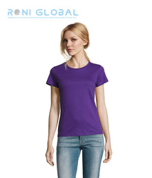 T-shirt de travail femme manches courtes, col rond, en jersey coton semi-peigné - IMPERIAL SOL'S