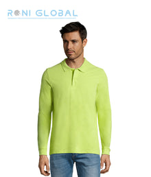Polo de travail homme manches longues, coupe ajustée, en maille piquée coton peigné - PERFECT LSL SOL'S