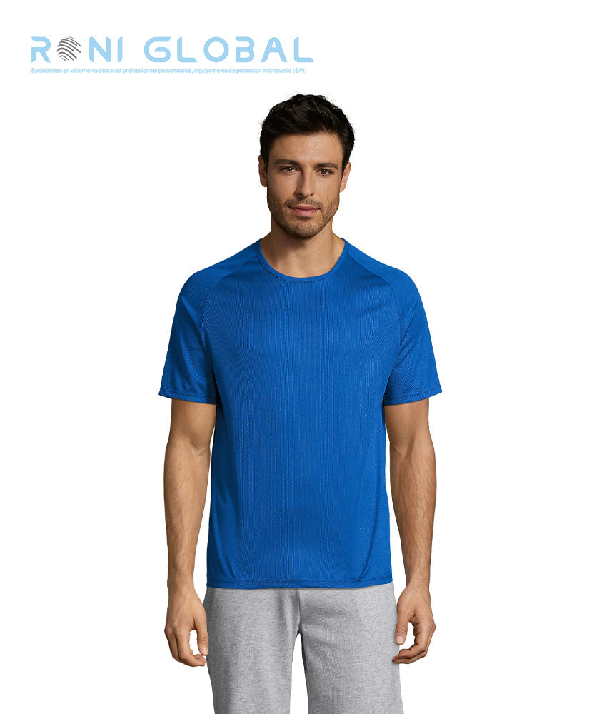 T-shirt de travail homme manches raglan, en mesh polyester effet respirant - SPORTY SOL'S