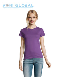 T-shirt de travail femme manches courtes, col rond, en jersey coton semi-peigné - IMPERIAL SOL'S
