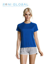 T-shirt de travail femme manches raglan, en mesh polyester effet respirant - SPORTY SOL'S