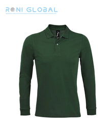 Polo de travail homme manches longues, coupe ajustée, en maille piquée coton peigné - PERFECT LSL SOL'S