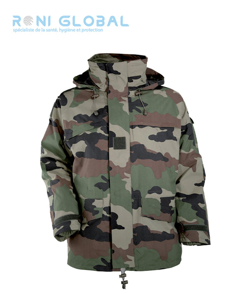 Veste camouflage type militaire imperméable et respirant, avec gilet polaire amovible, en coton et polyester 10 poches - VESTE GILET AMOVIBLE CITYGUARD