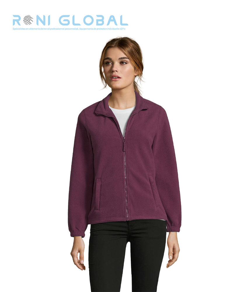 Veste de travail femme micro polaire, anti-bouloche, coupe ajustée, en polyester 2 poches - NORTH SOL'S