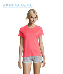 T-shirt de travail femme manches raglan, en mesh polyester effet respirant - SPORTY SOL'S