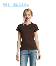 T-shirt de travail femme manches courtes, col rond, en jersey coton semi-peigné - IMPERIAL SOL'S