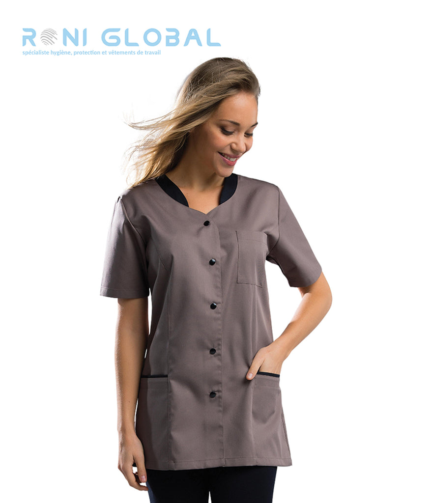 Tunique de travail femme manches courtes en coton/polyester 3 poches - AMANDINE REMI CONFECTION
