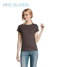 T-shirt de travail femme manches courtes, col rond, en jersey coton semi-peigné - IMPERIAL SOL'S