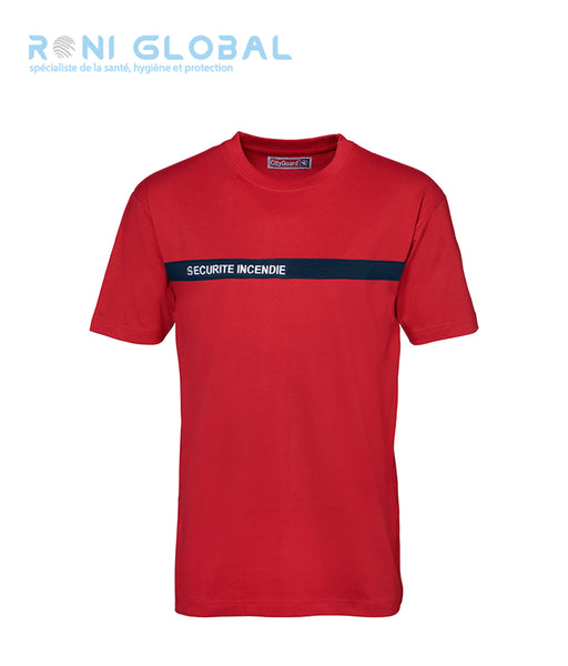 T-shirt de sécurité incendie, col rond, manches courtes, en coton - T-SHIRT SECURITE INCENDIE CITYGUARD