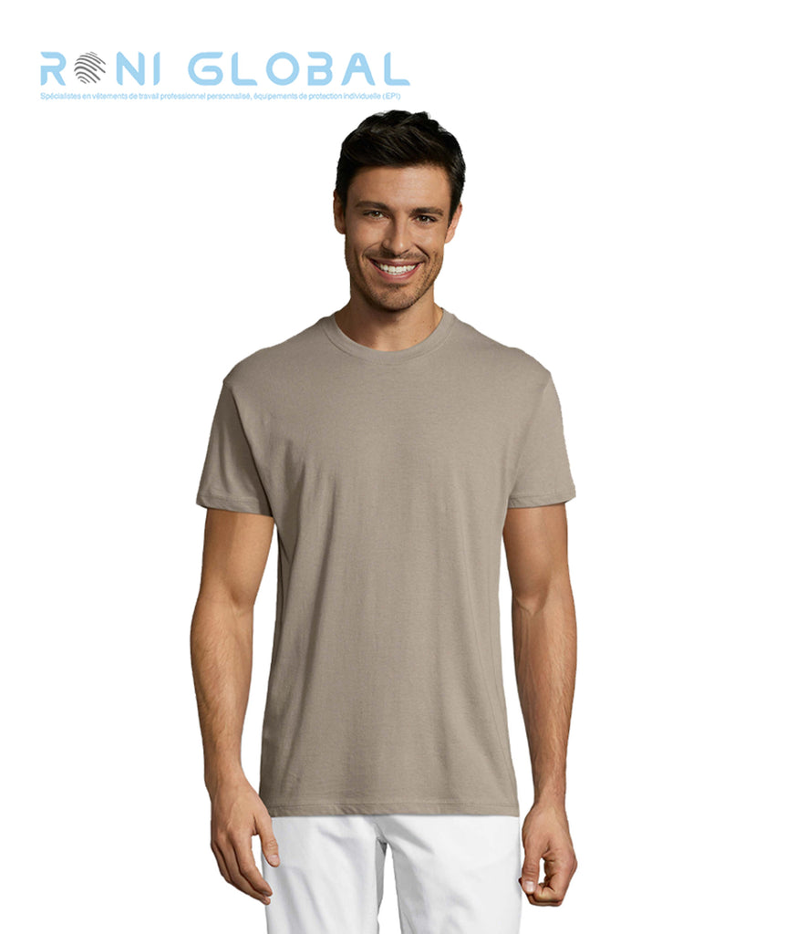 T-shirt de travail unisexe manches courtes, col rond, en jersey coton semi-peigné - REGENT SOL'S