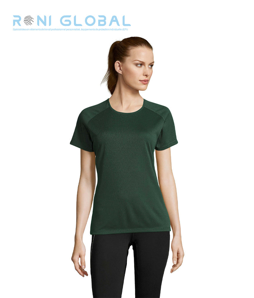 T-shirt de travail femme manches raglan, en mesh polyester effet respirant - SPORTY SOL'S