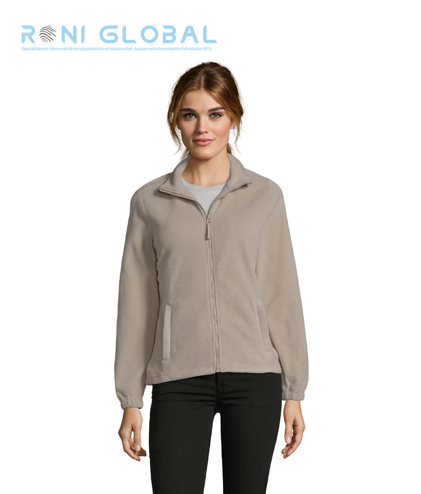 Veste de travail femme micro polaire, anti-bouloche, coupe ajustée, en polyester 2 poches - NORTH SOL'S