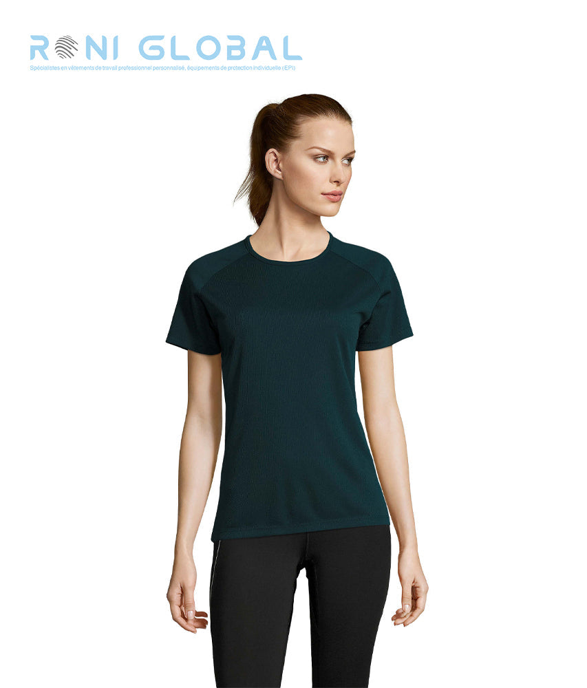 T-shirt de travail femme manches raglan, en mesh polyester effet respirant - SPORTY SOL'S