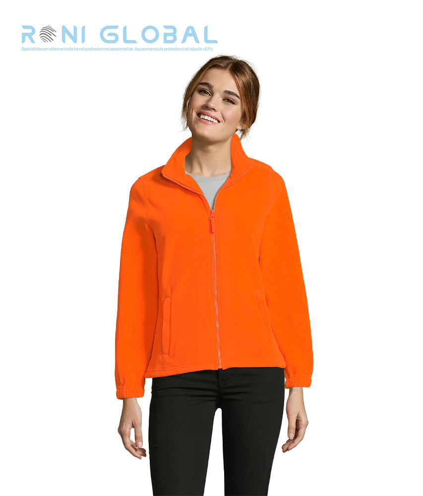 Veste de travail femme micro polaire, anti-bouloche, coupe ajustée, en polyester 2 poches - NORTH SOL'S