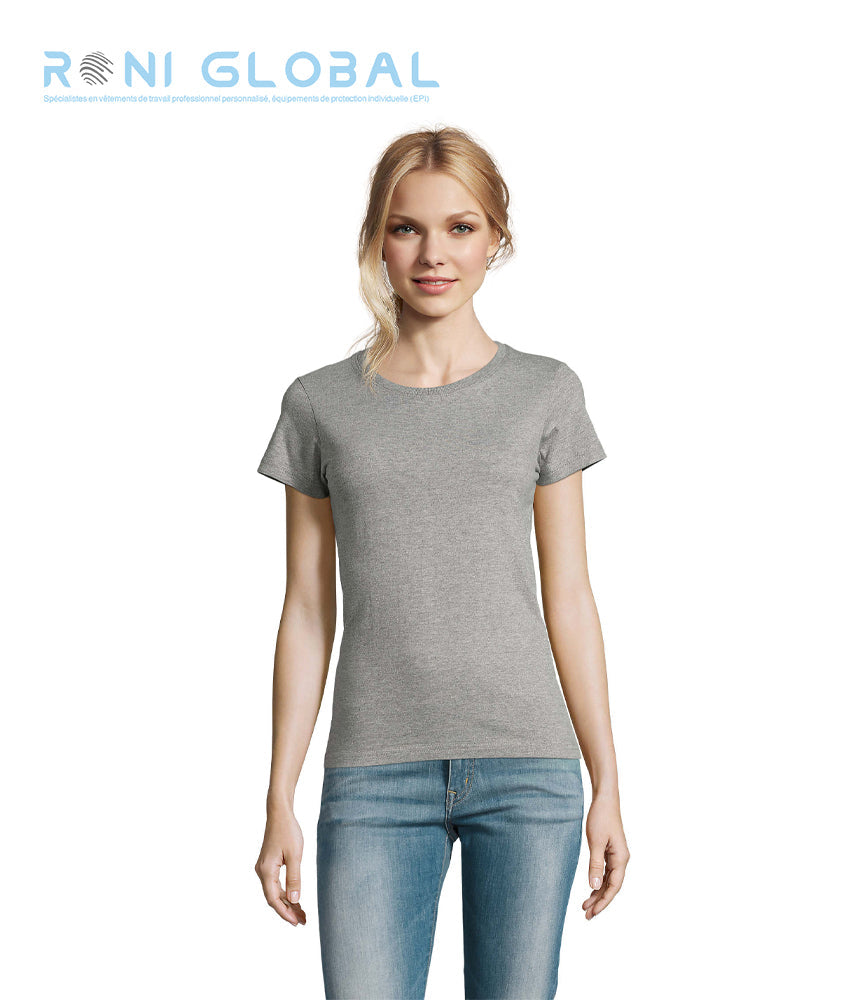 T-shirt de travail femme manches courtes, col rond, en jersey coton semi-peigné - IMPERIAL SOL'S