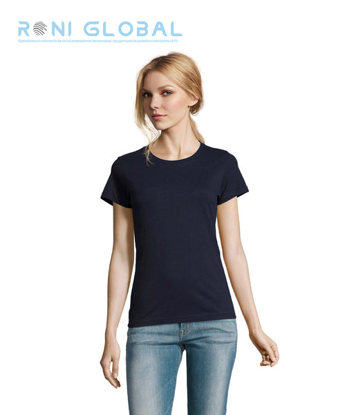 T-shirt de travail femme manches courtes, col rond, en jersey coton semi-peigné - IMPERIAL SOL'S