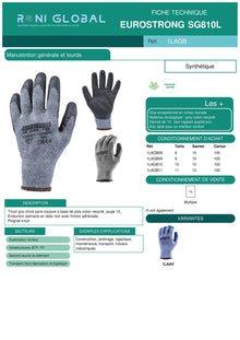 Gant de protection milieu humide en poly-coton recyclé enduit au latex manutention générale et lourde - EUROSTRONG SG810L COVERGUARD (boîte de 10 paires)