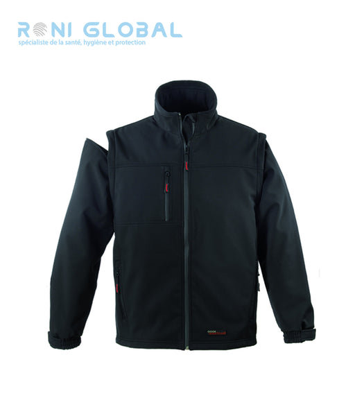 Veste de travail 2en1 coupe-vent et imperméable Softshell en polyester et élasthanne + micro polaire 5 poches - YANG 2 EN 1 COVERGUARD