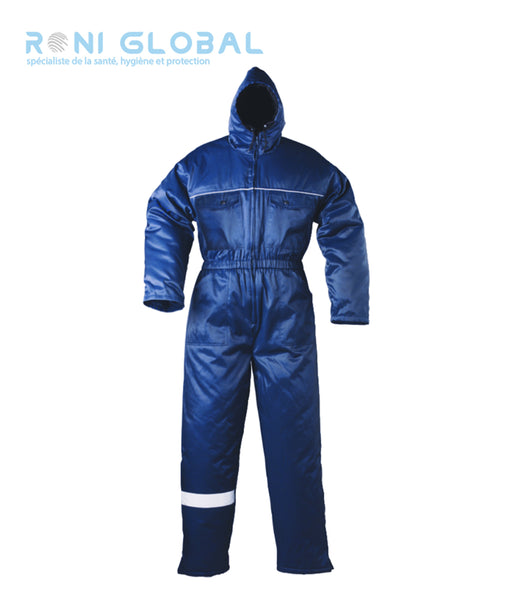 Combinaison de travail bleue coupe-vent, anti-froid thermique en coton et polyester imperméable 6 poches - BEAVER COVERGUARD