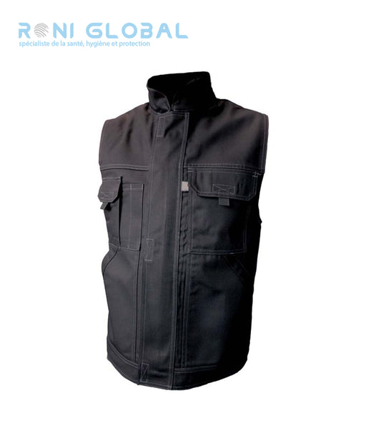 Gilet de travail gris en coton/polyester 5 poches - TYPHON MIKE PBV