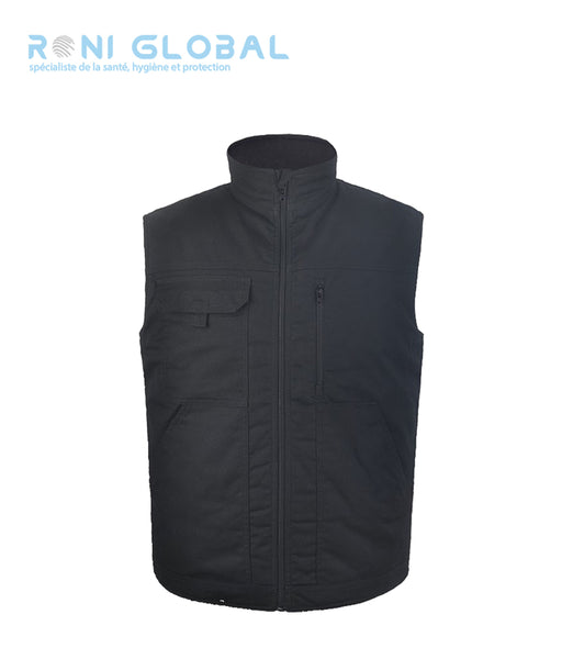 Gilet de travail polaire matelassé noir en coton/polyester/élasthanne 4 poches - TYPHON+ SAM PBV