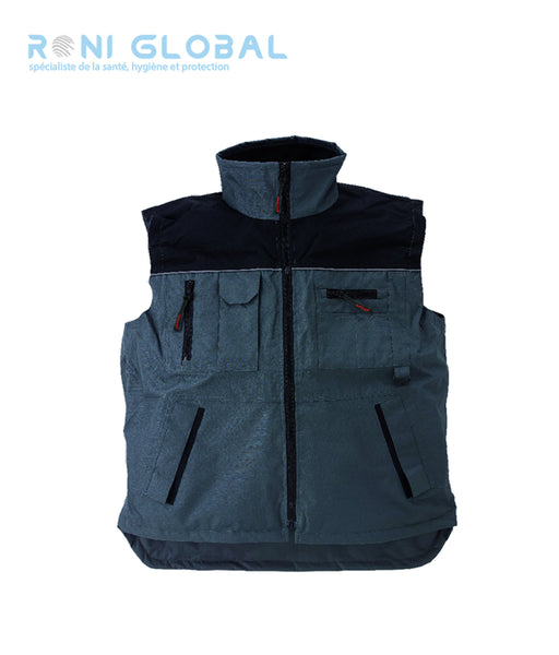 Gilet de travail coupe-vent, imperméable et anti-froid thermique en polyester pongé enduit PVC 6 poches - RIPSTOP COVERGUARD