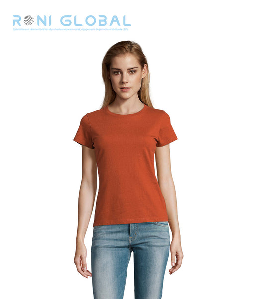 T-shirt de travail femme manches courtes, col rond, en jersey coton semi-peigné - IMPERIAL SOL'S