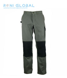 Pantalon de travail olive avec protection genoux, en coton/polyester 6 poches - PANTALON PG LENNY OLIVE/NOIR PBV