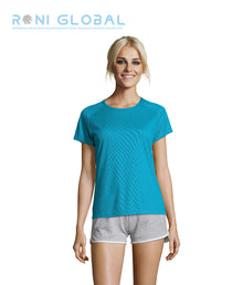 T-shirt de travail femme manches raglan, en mesh polyester effet respirant - SPORTY SOL'S