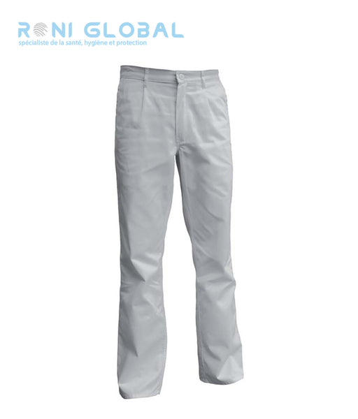 Pantalon de travail blanc unisexe en coton/polyester 3 poches - PANTALON P/C BLANC ELASTIQUE PBV