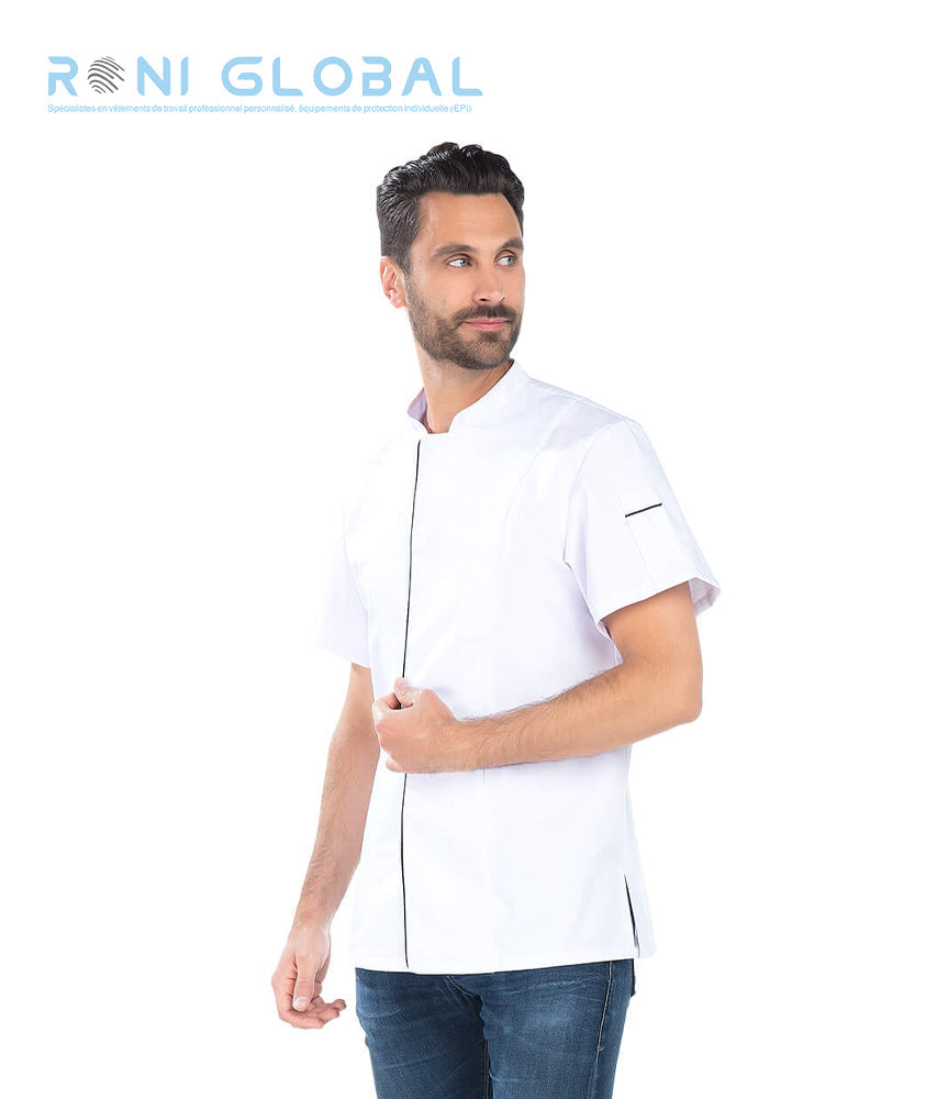 Veste de cuisine homme manches courtes en coton/polyester 2 poches - MARCO REMI CONFECTION