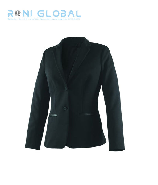 Veste de service noire femme, doublée, coupe slim fit en polyester 3 poches - AMANDE ROBUR